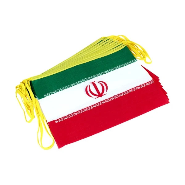 پرچم ایران مثلثی کوچک پارچه ای 14 عددی ریسه ای متفرقه (بسته 10 ریسه ای)