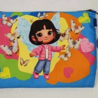 کیف مدارک A5 پارچه ای تک زیپ مخمل ریحانه کوچولو طرفه