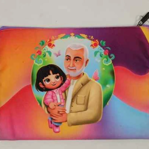 کیف مدارک A5 پارچه ای تک زیپ مخمل ریحانه کوچولو طرفه