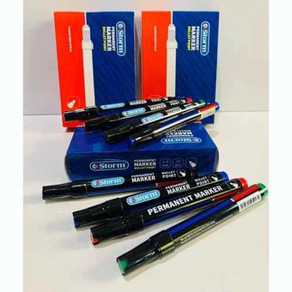 ماژیک پرمننت مشکی نوک تخت HL-344892 استورم ( 12 عددی )