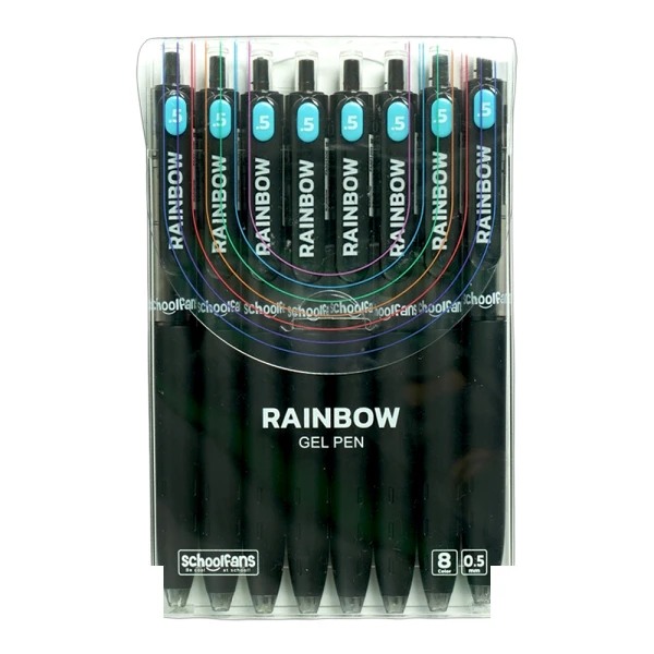 روان نویس0/5 فشاری مشکی بدنه گریپ دار اسکول فنز سری RAINBOW