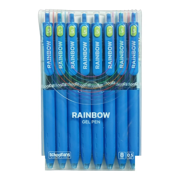 روان نویس0/5 فشاری آبی بدنه گریپ دار اسکول فنز سری RAINBOW