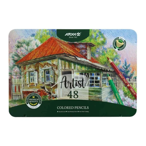 مداد رنگی48رنگ جعبه فلزی حرفه ای/آرتیست آریا کد3904/3933