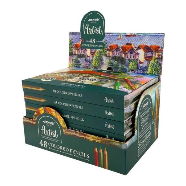مداد رنگی48رنگ جعبه فلزی حرفه ای/آرتیست آریا کد3904/3933