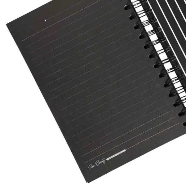 دفتر100برگ A5 خطدار سیمی جلدسخت (کاغذ مشکی) برگ سری پیور بیوتی کد70706