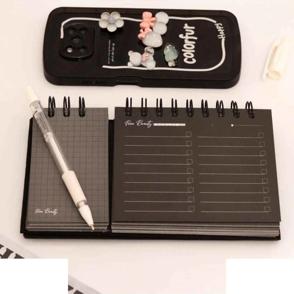 دفتریادداشت تودولیست (کاغذ مشکی) 2تکه 210*110 برگ سری پیور بیوتی کد70705