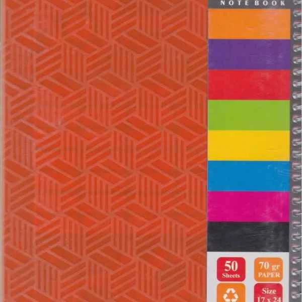 دفتر 80برگ فنری خط دار طلقی طرحدار رایا (تک جلدی)